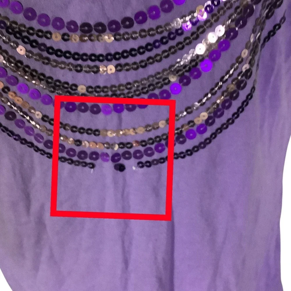 Justice Girls Long Sleeve Purple‎ Shirt Size 18 Sequined Front White Sleeves